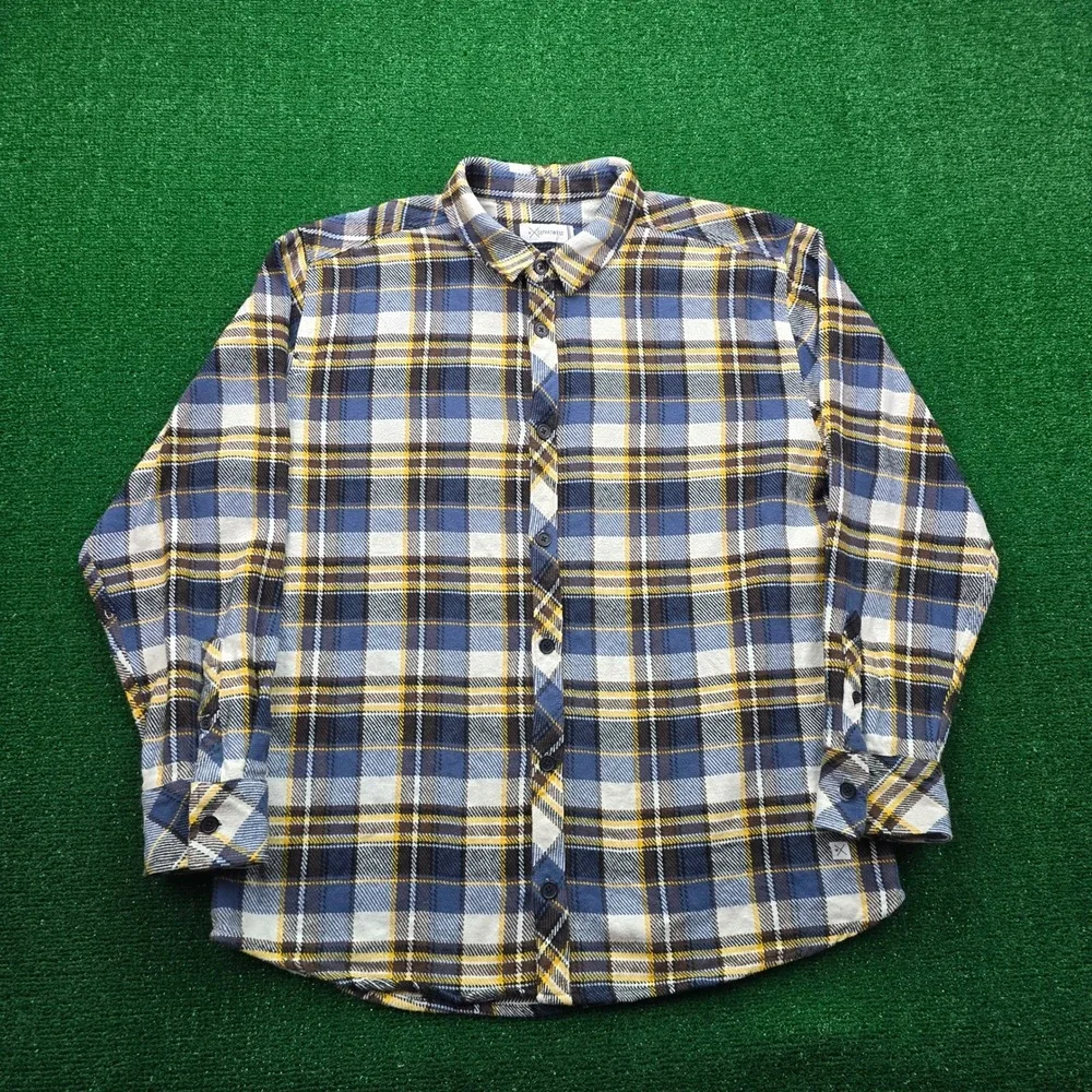 Depart West Flannel Shirt Mens 2XL Blue Plaid Button‎ Up Long Sleeve Outdoors